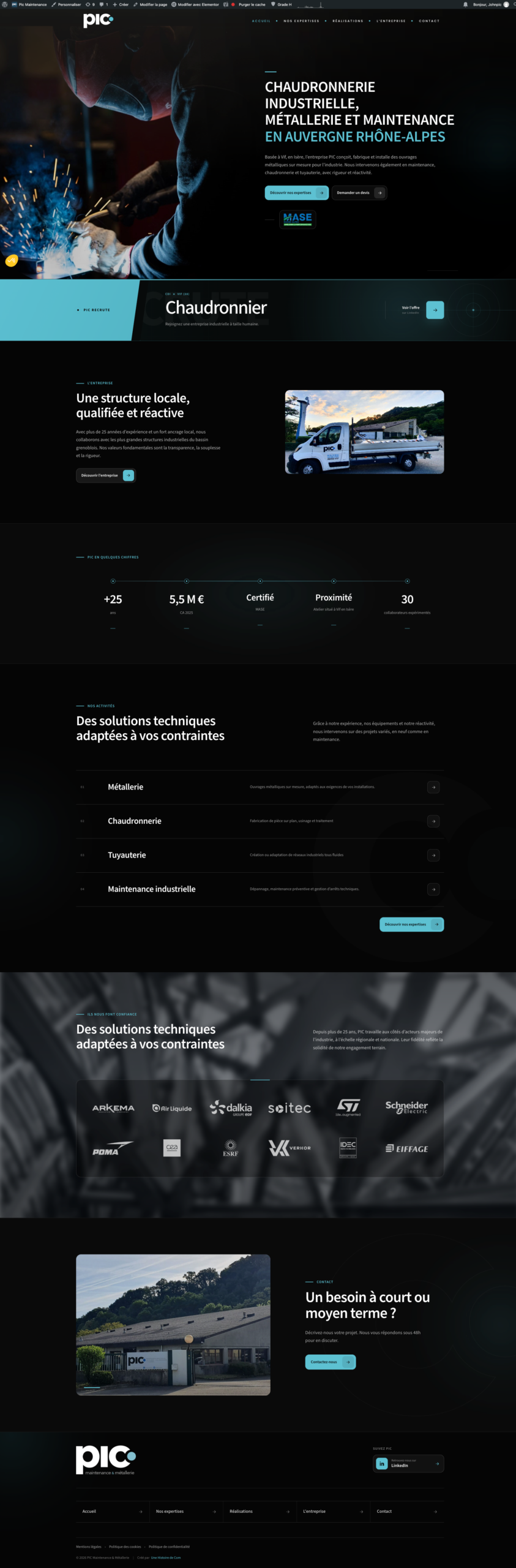 Aperçu du site PIC Maintenance et Métallerie sur ordinateur
