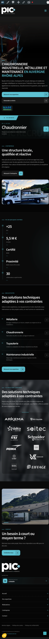 Aperçu du site PIC Maintenance et Métallerie sur téléphone